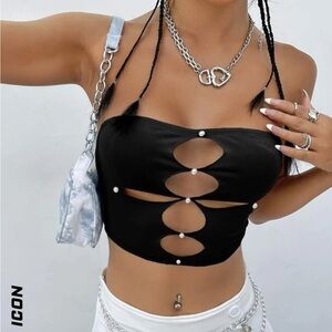 Tube top with pearl detail
